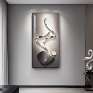 Large Framed Modern Abstract Vertic...