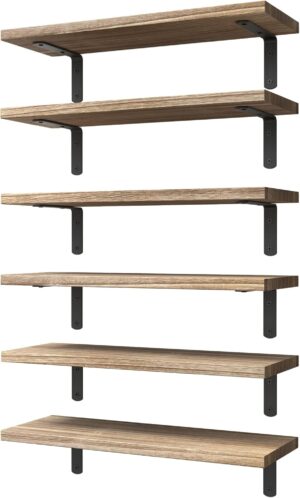 WOPITUES Wood Floating Shelves Set ...