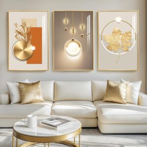 Framed Modern Luxury Gold Large Wal...