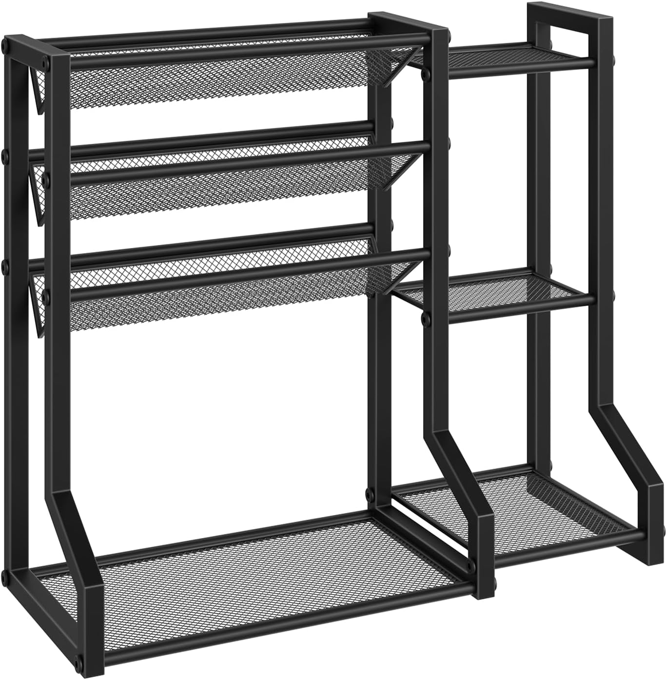 HOOBRO 4-Tier Spice Rack, Seasoning Organizer, Stackable Spice Rack Organizer, Spice Jar Storage Organizer, for Kitchen, Cupboard, Countertop, Black BK48TL01 - Image 9