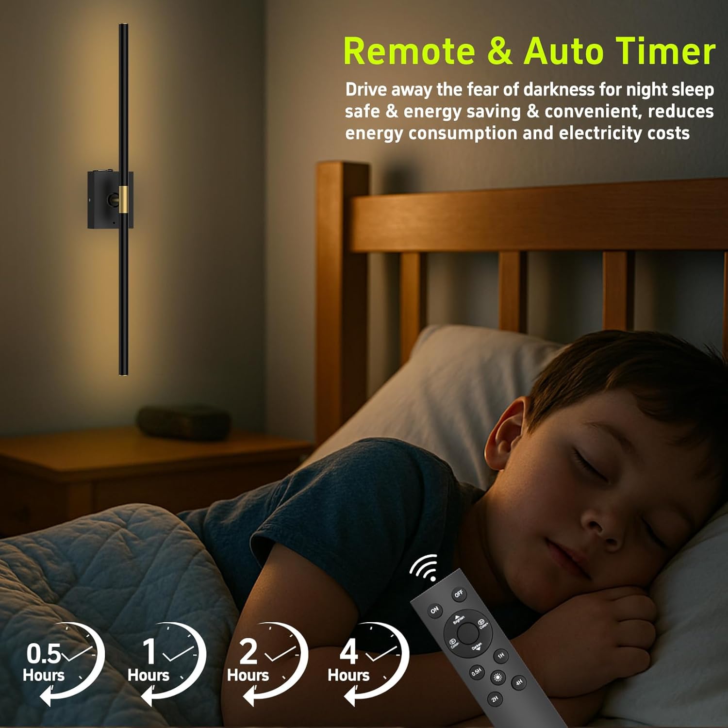 iThird Battery Operated Wall Sconces Set of 2: 10000mAh Rechargeable Wall Lights with Remote Control, 360° Rotate Wireless Wall Scone Decor for TV/Mirror Bedroom Living Room, 31.5 Inch, Black - Image 8