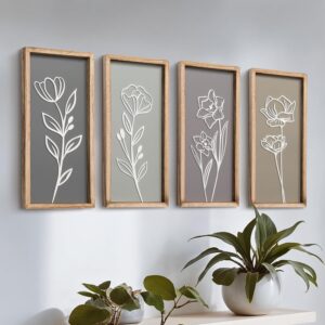 3D Wooden Floral Bathroom Wall Deco...
