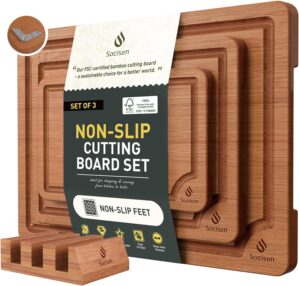 3 Packs Bamboo Cutting Board Set wi...