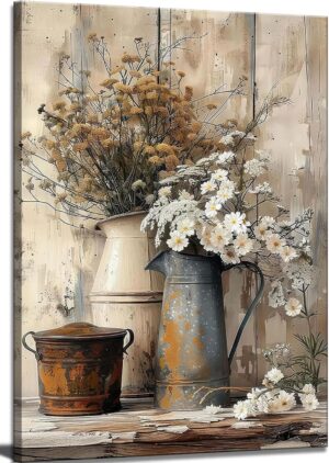 Farmhouse Rustic Daisy Canvas Wall ...