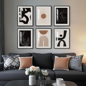 Framed Boho Black and White Brown M...