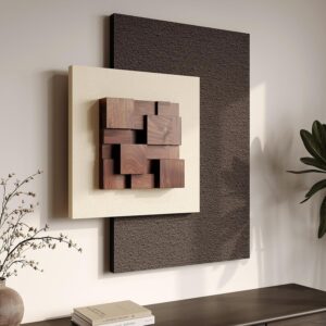 3D Wood Textured Large Neutral Abst...