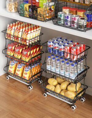 3-Tier Rolling Pantry Floor Organiz...