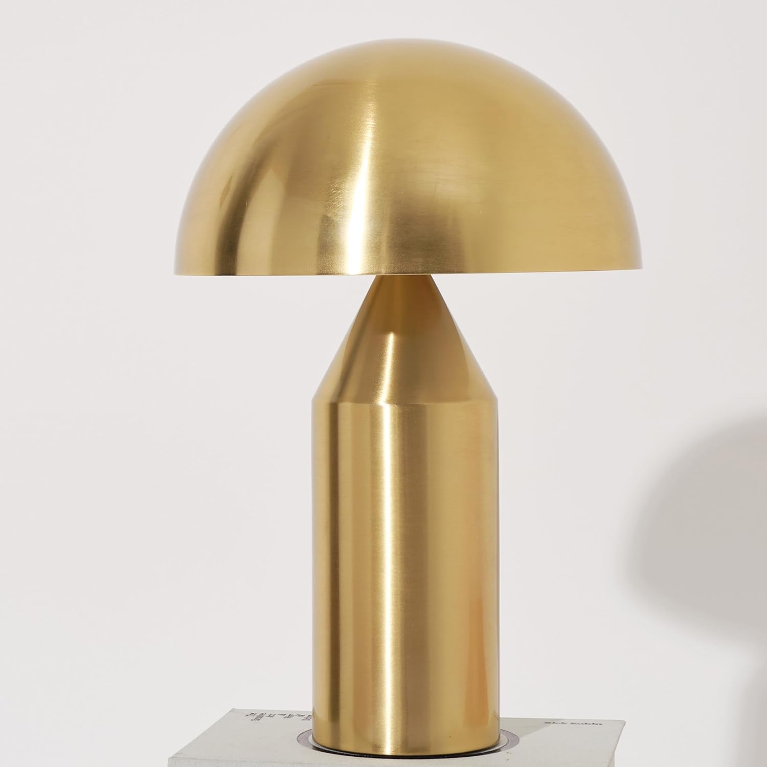 Brightech Venus Mushroom Table Lamp - Modern Lamp for Living Room, Bedroom Side/End Table - Dimmable, Unique Side Table LED Lamp Shade for Office, Reading - Brass/Gold, 14" Tall - Image 8