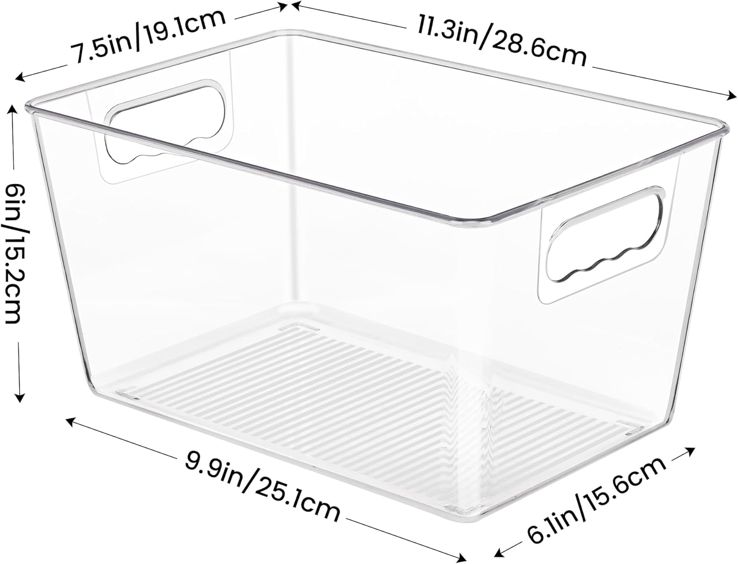 YIHONG 6 Pack Clear Pantry Organizer Bins, Plastic Containers with Handle for Kitchen,Freezer,Cabinet,Closet,Bathroom Under Sink Storage - Image 2