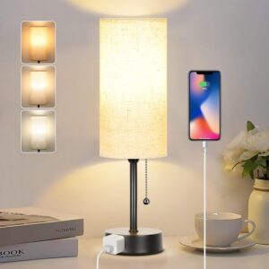 Bedside Table Lamp for Bedroom, 3-C...