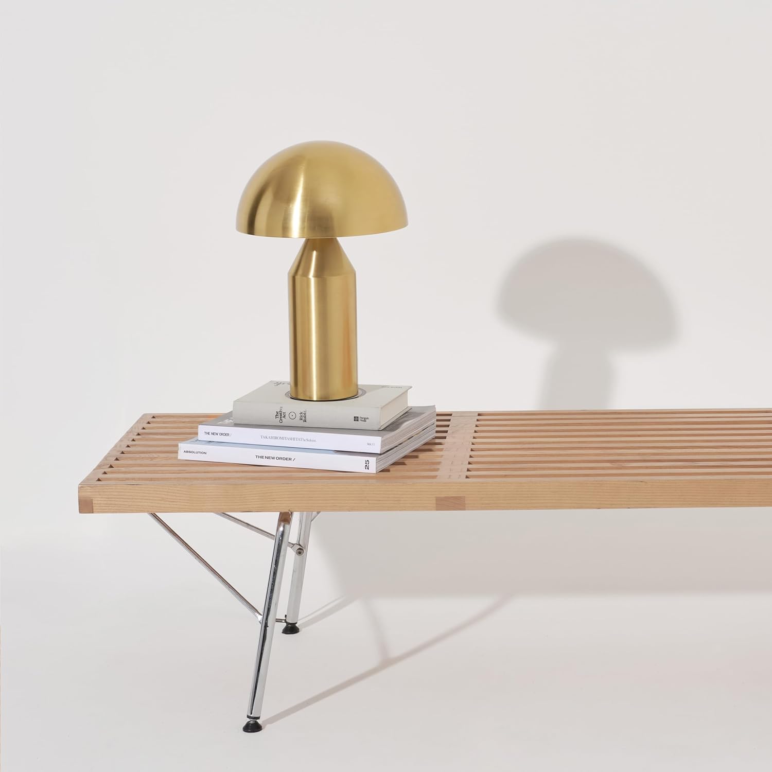 Brightech Venus Mushroom Table Lamp - Modern Lamp for Living Room, Bedroom Side/End Table - Dimmable, Unique Side Table LED Lamp Shade for Office, Reading - Brass/Gold, 14" Tall - Image 5