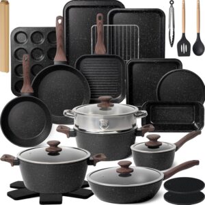 Kikcoin Pots and Pans Set Non Stick...