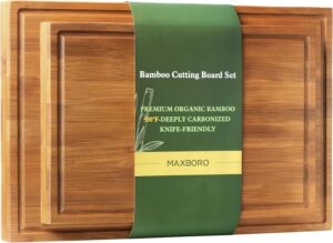 Bamboo Cutting Board Set, 2PCS Doub...