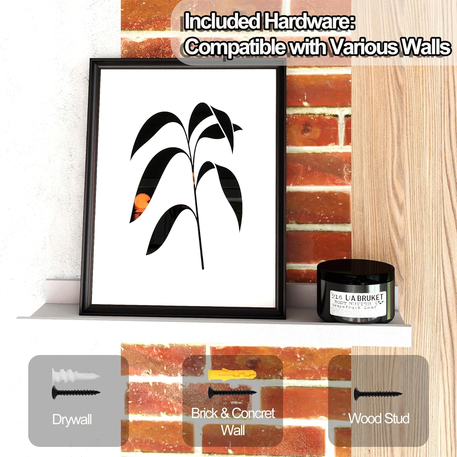 White Floating Shelves for Wall Decor, Wall Mounted Wood Storage Shelf for Bedroom, Living Room, Bathroom, Kitchen, Nursery, Display Picture Ledge Shelf with Lip Set of 2-14 Inches, White - Image 6