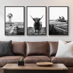 Framed Highland Cow Wall Art for Li...