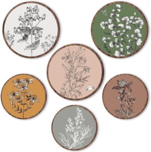 Barydat 6 Pieces Boho Plant Wall Ar...