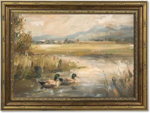 Gold Framed Vintage Ducks Canvas Wa...
