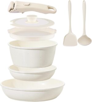 Ceramic Cookware Set Non Stick 8Pcs...