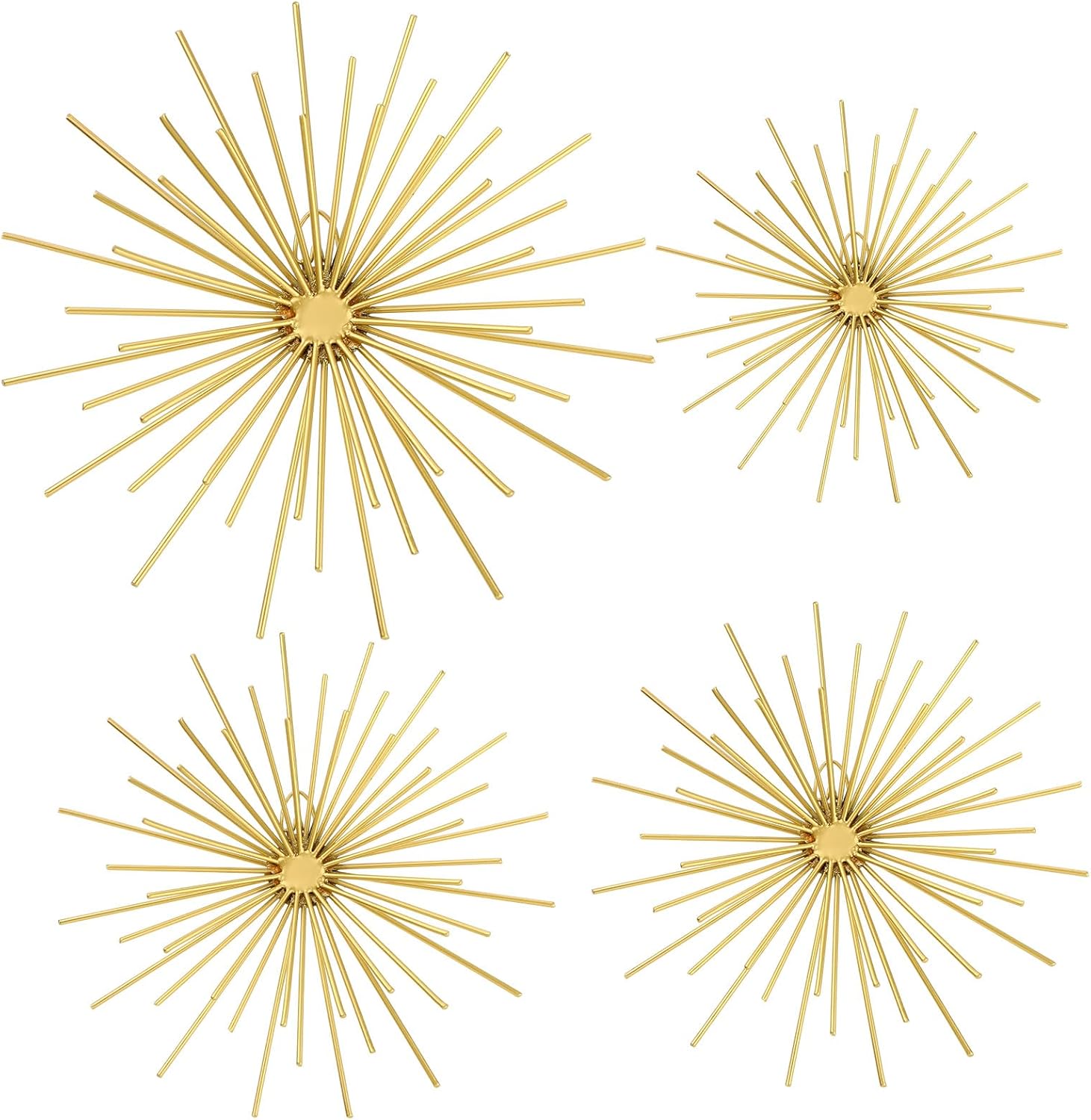 Shimeyao 4 Pcs Metal Starburst Wall Decor Gold Metal Wall Art 3D Spike Bling Finish Star Burst Hangings Accents Sculptures Set Modern Mid Century Decorations for Living Room Bedroom Entryway - Image 2