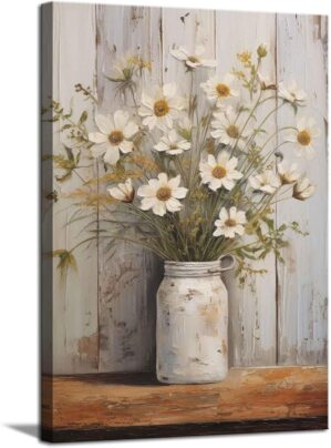 Rustic Farmhouse Daisy Canvas Wall ...