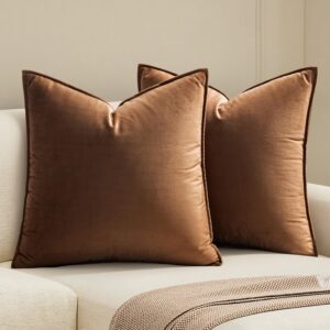 MIULEE Brown Velvet Throw Pillow Co...