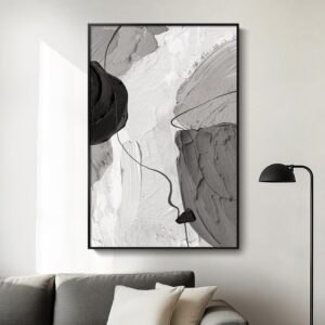 Framed Black and White Abstract Can...