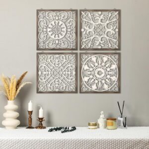 Tatuo 4 Pcs Wood Art Wall Decor Far...