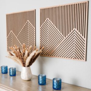 SnugLife 2 Pcs Wood Mountain Wall A...