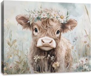 Funny Cute Highland Cow Canvas Wall...