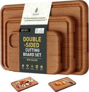 3 Packs Bamboo Cutting Board Set No...