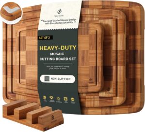 3 Pack Bamboo Cutting Board Set Non...