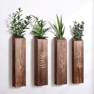 4 Pack Wood Indoor Wall Planter, Mo...