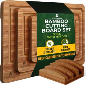 Wood Cutting Board Set of 3 with Ho...