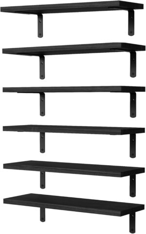 Floating Shelves Set of 6, Wooden F...