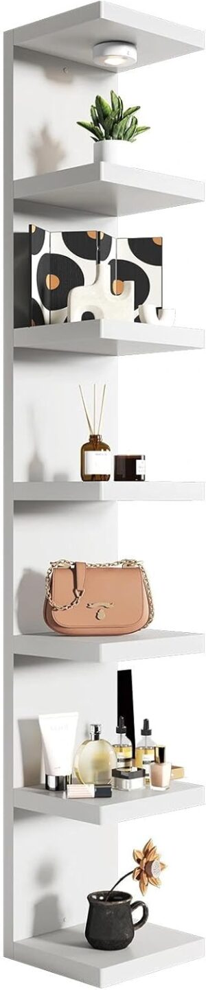 White 7-Tier Vertical Wall Shelf Un...
