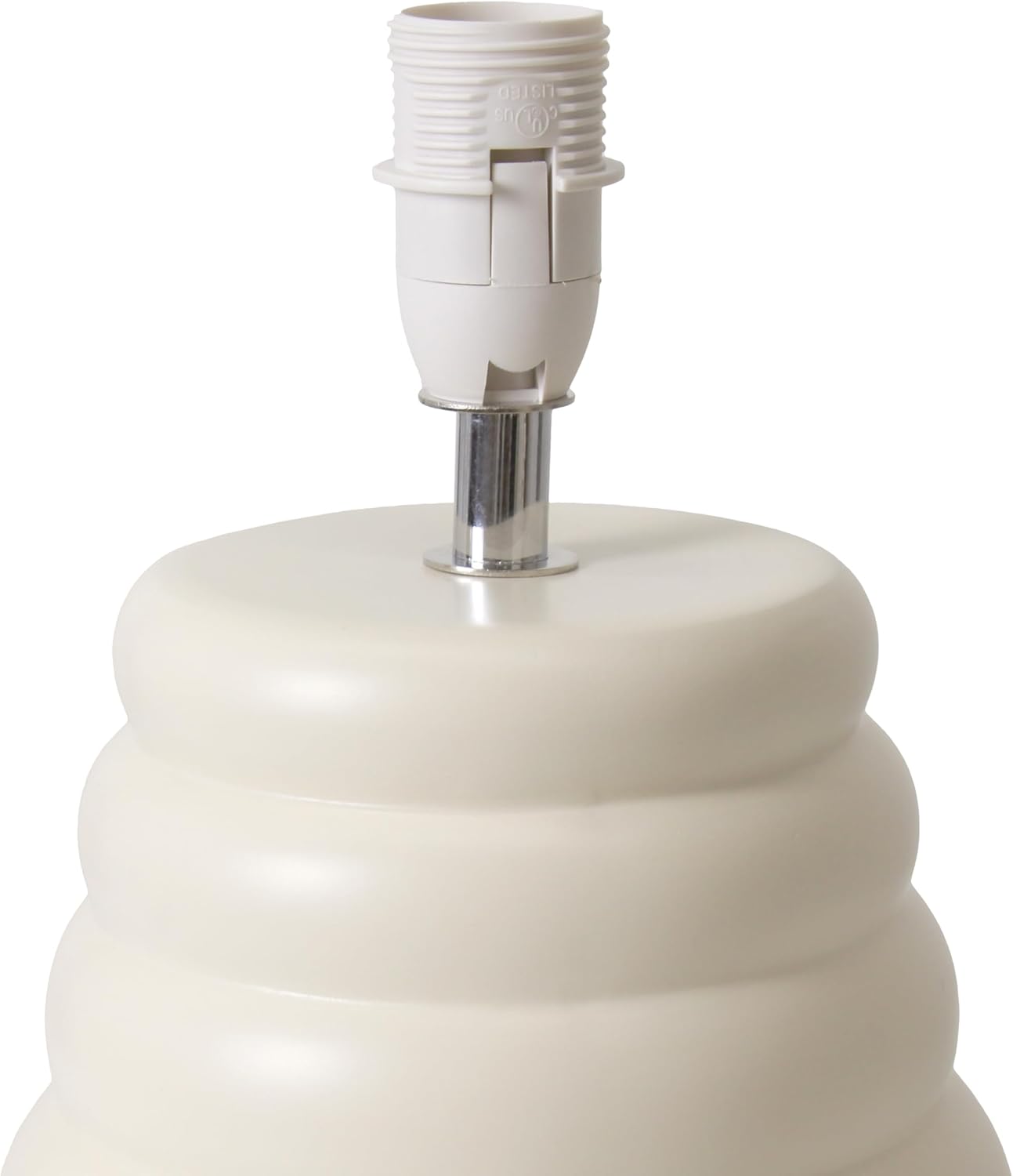 Simple Designs LT1168-CRM 12.68" Chic Glow Mini Stacked Ceramic Table Lamp, Monochromatic Fabric Shade, Small Accent Light, for Bedroom, Office, Living Room, Minimalist Decor, Cream - Image 8