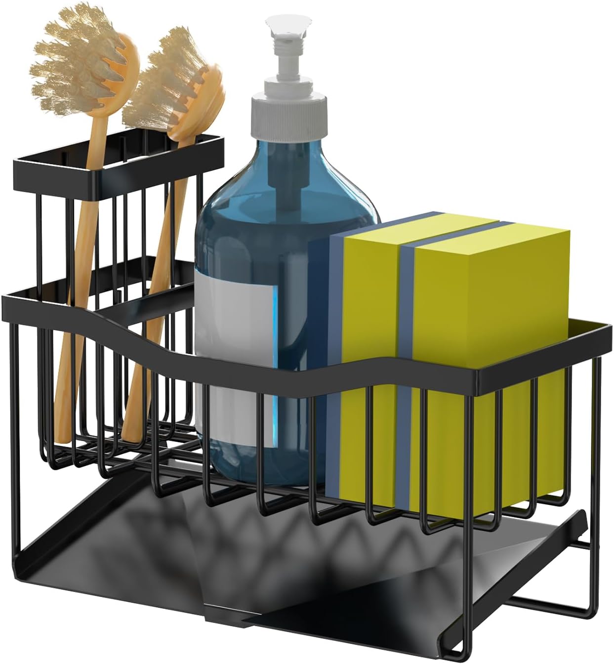 Fssvcd Maifan Sink Caddy Sponge Holder for Kitchen with Brush Holder and Stainless Steel Self Drain Tray, Rustproof Kitchen Sink Organizer for Sponge, Soap Dispenser Storage Accessories - Image 7