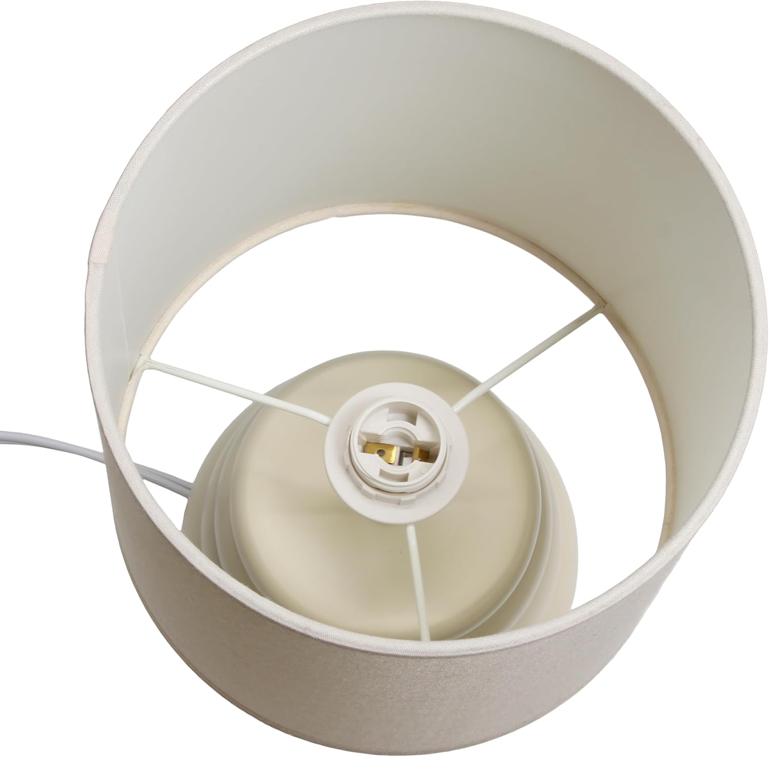 Simple Designs LT1168-CRM 12.68" Chic Glow Mini Stacked Ceramic Table Lamp, Monochromatic Fabric Shade, Small Accent Light, for Bedroom, Office, Living Room, Minimalist Decor, Cream - Image 7