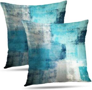 Set of 2 Turquoise and Grey Art Art...