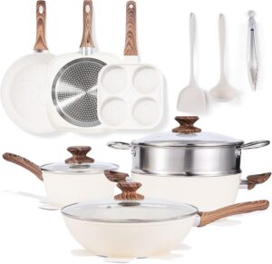 NEWBULIG 17-Piece Pots and Pans Set...