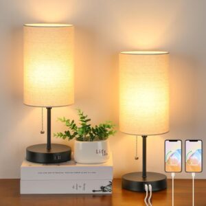 2 Sets Table Lamps with 2 USB, Mini...