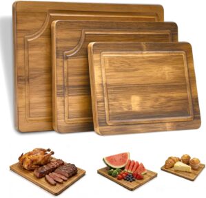 3 Pack Bamboo Cutting Boards Set fo...