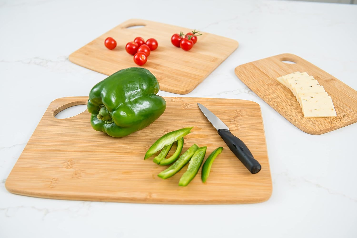 Lipper International 839 Bamboo Wood Thin Cutting Board with Oval Hole in Corner, Assorted Sizes, Set of 3 - Image 7