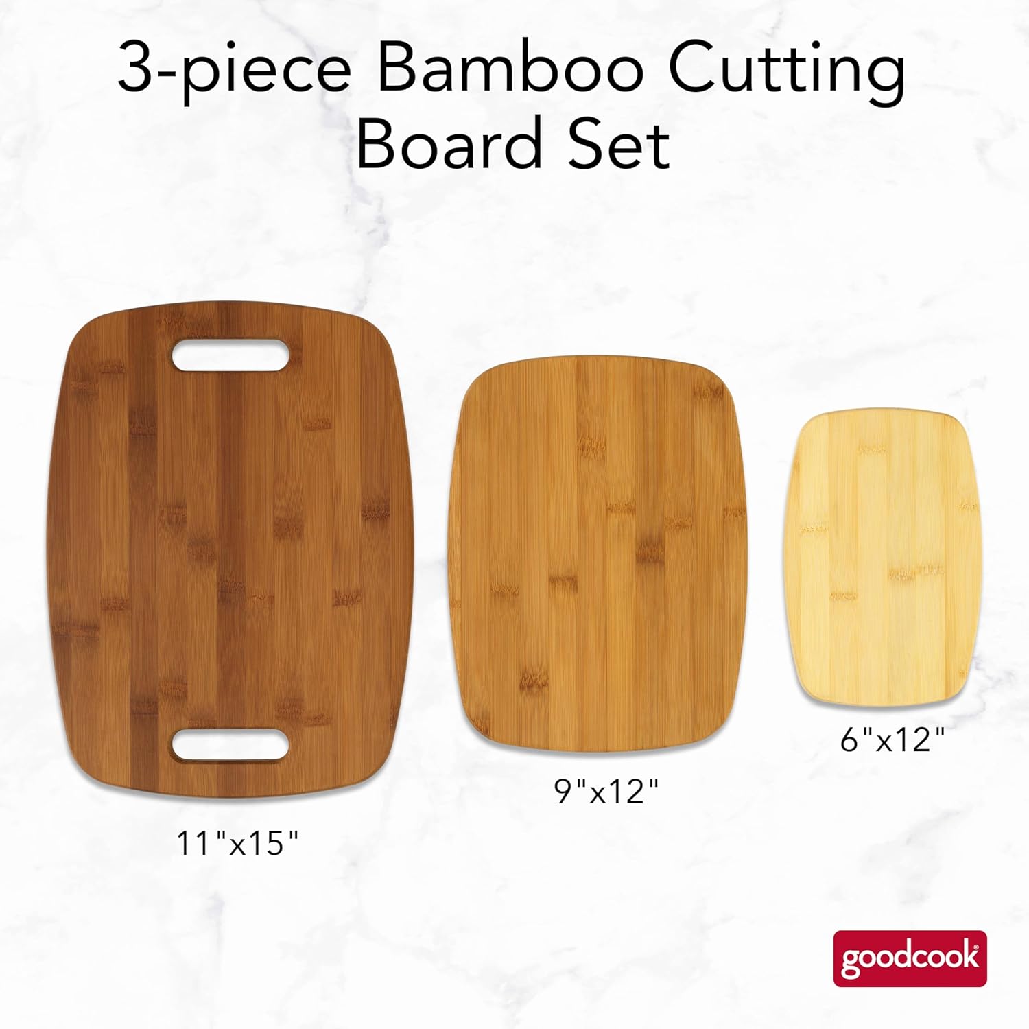 GoodCook Bamboo Cutting Board 3-Pack, Eco-Friendly Knife-Friendly Boards, 6x9-Inch, 9x12-Inch, 11x15-Inch, Durable and Moisture Resistant, Perfect for Food Prep and Serving - Image 3