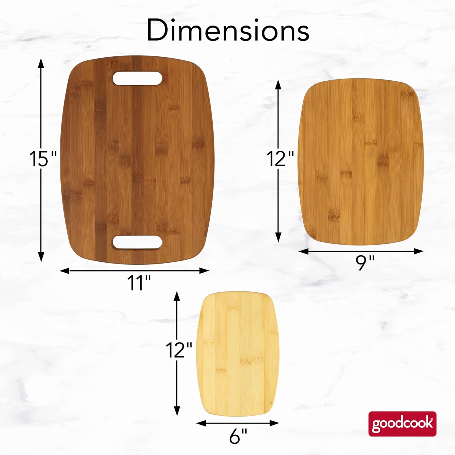 GoodCook Bamboo Cutting Board 3-Pack, Eco-Friendly Knife-Friendly Boards, 6x9-Inch, 9x12-Inch, 11x15-Inch, Durable and Moisture Resistant, Perfect for Food Prep and Serving - Image 6