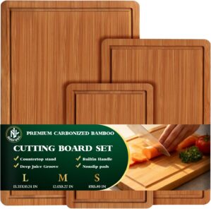 Bamboo Cutting Board Set, Wood Chop...