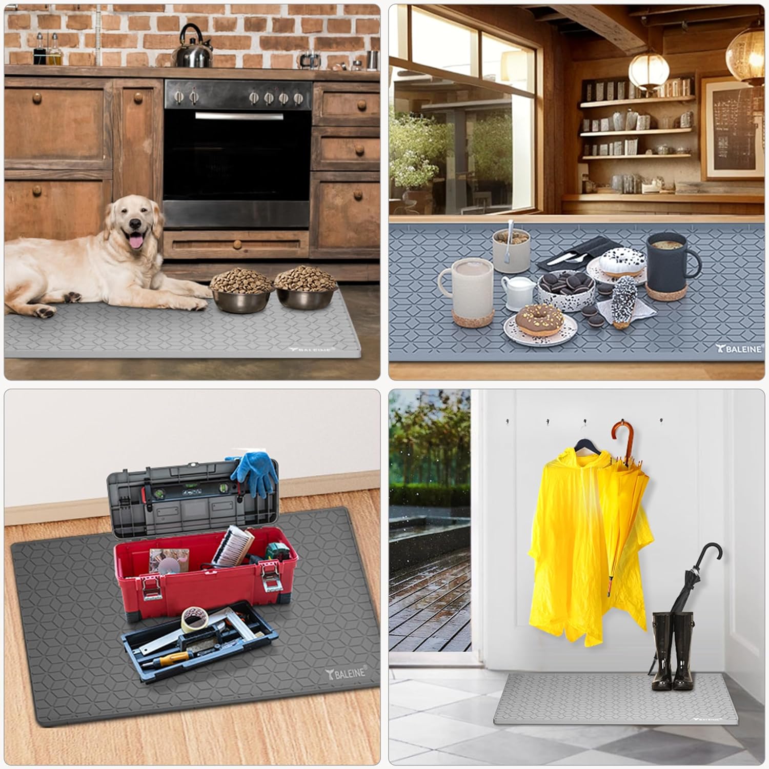 BALEINE 34''×22'' Under Sink Mat, Waterproof Food Grade Silicone Undersink Mat, Cabinet Shelf Drip Tray, Under Sink Liner for Kitchen, Bathroom (Blue) - Image 8