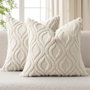 MIULEE Beige Throw Pillow Covers 18...