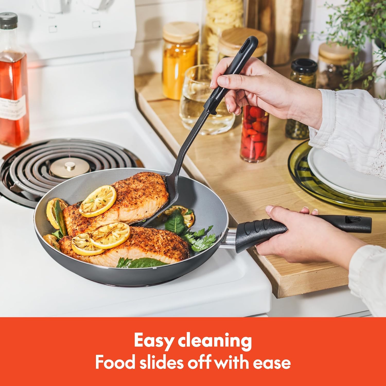 bella Cookware Set with Glass Lids with Nonstick, PFOA Free and Scratch Resistant Surface, Aluminum Bakeware, Pots and Pans, Storage Bowls & Utensils, Compatible with All Stovetops, 21 Piece, Gray - Image 7