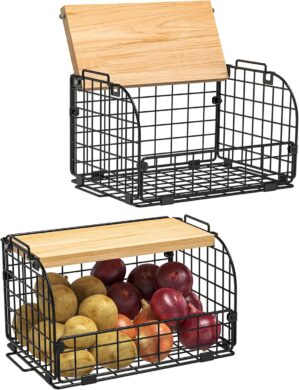 2 Set Stackable Wire Basket with Op...
